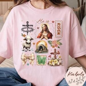 He Is Risen Shirt, Coquette Brush Stroke Jesus Shirt, Easter Bible Verse